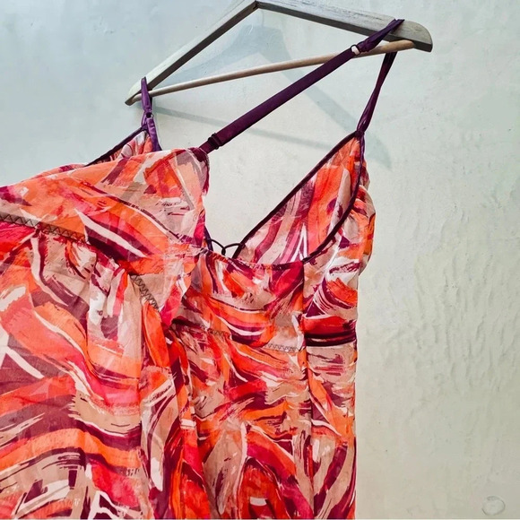 Cacique || Sheer Night Top & Thong in Vivid Multi Color Dreams 26/28 (3x) - Picture 8 of 10